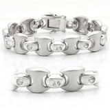 LO1166 - Matte Rhodium & Rhodium Brass Bracelet with AAA Grade CZ in Clear - Alamode - Flyclothing LLC
