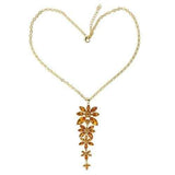 LO1181 - Gold Brass Chain Pendant with Top Grade Crystal in Topaz - Alamode - Flyclothing LLC