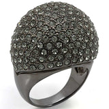 LO1264 - Ruthenium Brass Ring with Top Grade Crystal in Black Diamond - Alamode - Flyclothing LLC