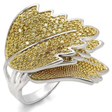 LO1342 - Reverse Two-Tone Brass Ring with AAA Grade CZ in Apple Green color - Alamode - Flyclothing LLC