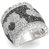 LO1346 - Rhodium + Ruthenium Brass Ring with AAA Grade CZ in Clear - Alamode - Flyclothing LLC