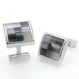 LO1371 - Rhodium Brass Cufflink with Semi-Precious Cat Eye in Multi Color - Alamode - Flyclothing LLC