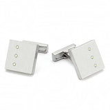 LO1381 - Rhodium Brass Cufflink with Top Grade Crystal in Aurora Borealis (Rainbow Effect) - Alamode - Flyclothing LLC