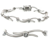 LO1404 - Matte Rhodium & Rhodium Brass Bracelet with AAA Grade CZ in Clear - Alamode - Flyclothing LLC