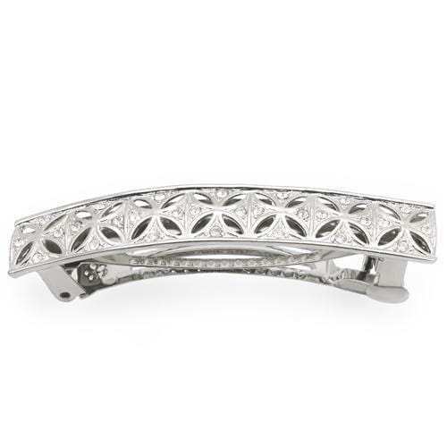 LO1428 - Rhodium White Metal Tiaras & Hair Clip with Top Grade Crystal in Clear - Alamode - Flyclothing LLC