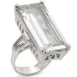 LO1429 - Rhodium Brass Ring with AAA Grade CZ in Clear - Alamode - Flyclothing LLC