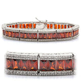 LO1458 - Rhodium Brass Bracelet with AAA Grade CZ in Garnet - Alamode - Flyclothing LLC