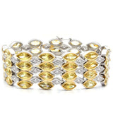 LO1459 - Gold+Rhodium Brass Bracelet with AAA Grade CZ in Topaz - Alamode - Flyclothing LLC