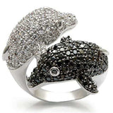 LO1481 - Rhodium + Ruthenium Brass Ring with AAA Grade CZ in Black Diamond - Alamode - Flyclothing LLC