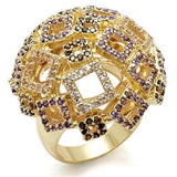 LO1485 - Imitation Gold Brass Ring with AAA Grade CZ in Multi Color - Alamode - Flyclothing LLC