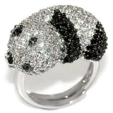 LO1515 - Rhodium + Ruthenium Brass Ring with AAA Grade CZ in Black Diamond - Alamode - Flyclothing LLC