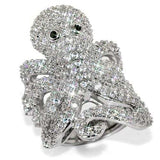 LO1524 - Rhodium Brass Ring with Top Grade Crystal in Clear - Alamode - Flyclothing LLC