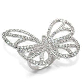 LO1525 - Rhodium Brass Ring with Top Grade Crystal in Clear - Alamode - Flyclothing LLC