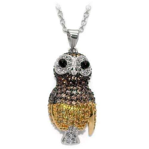 LO1554 - Rhodium+Gold+ Ruthenium Brass Chain Pendant with AAA Grade CZ in Multi Color - Alamode - Flyclothing LLC