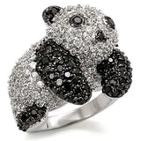 LO1559 - Rhodium + Ruthenium Brass Ring with AAA Grade CZ in Black Diamond - Alamode - Flyclothing LLC