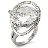LO1561 - Rhodium Brass Ring with AAA Grade CZ in Clear - Alamode - Flyclothing LLC
