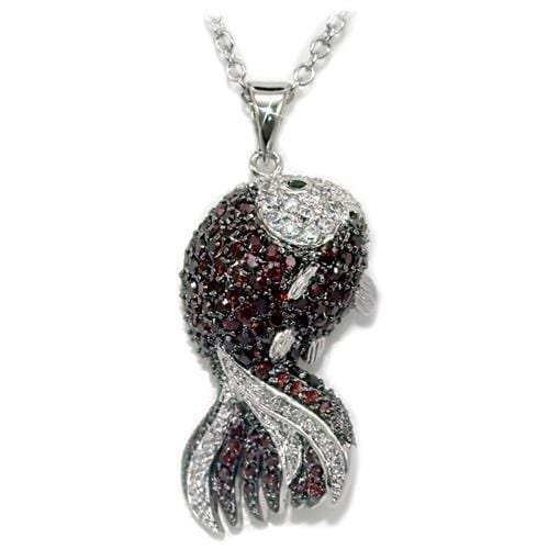 LO1564 - Rhodium + Ruthenium Brass Chain Pendant with AAA Grade CZ in Multi Color - Alamode - Flyclothing LLC