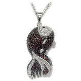 LO1564 - Rhodium + Ruthenium Brass Chain Pendant with AAA Grade CZ in Multi Color - Alamode - Flyclothing LLC