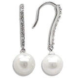 LO1565 - Rhodium Brass Earrings with Synthetic Pearl in White - Alamode - Flyclothing LLC