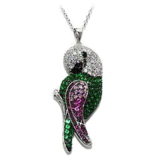 LO1570 - Rhodium + Ruthenium Brass Chain Pendant with AAA Grade CZ in Multi Color - Alamode - Flyclothing LLC