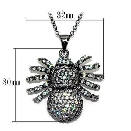 LO1578 - Ruthenium Brass Chain Pendant with AAA Grade CZ in Clear - Alamode - Flyclothing LLC