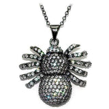 LO1578 - Ruthenium Brass Chain Pendant with AAA Grade CZ in Clear - Alamode - Flyclothing LLC