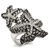 LO1581 - Rhodium + Ruthenium Brass Ring with AAA Grade CZ in Clear - Alamode - Flyclothing LLC