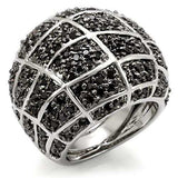 LO1584 - Rhodium + Ruthenium Brass Ring with AAA Grade CZ in Black Diamond - Alamode - Flyclothing LLC