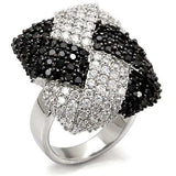 LO1587 - Rhodium + Ruthenium Brass Ring with AAA Grade CZ in Black Diamond - Alamode - Flyclothing LLC