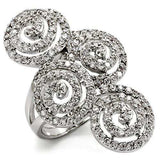 LO1590 - Rhodium Brass Ring with AAA Grade CZ in Clear - Alamode - Flyclothing LLC