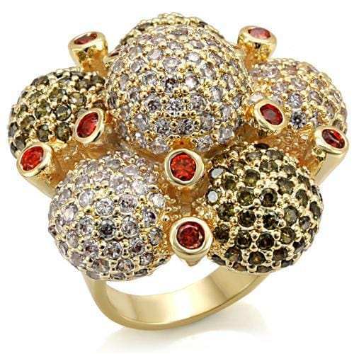 LO1600 - Imitation Gold Brass Ring with AAA Grade CZ in Garnet - Alamode - Flyclothing LLC