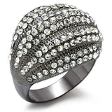 LO1617 - TIN Cobalt Black Brass Ring with Top Grade Crystal in Clear - Alamode - Flyclothing LLC