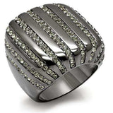 LO1618 - TIN Cobalt Black Brass Ring with Top Grade Crystal in Black Diamond - Alamode - Flyclothing LLC
