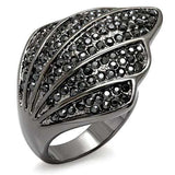 LO1624 - TIN Cobalt Black Brass Ring with Top Grade Crystal in Jet - Alamode - Flyclothing LLC