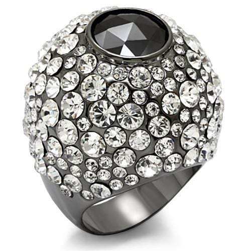 LO1629 - TIN Cobalt Black Brass Ring with AAA Grade CZ in Black Diamond - Alamode - Flyclothing LLC