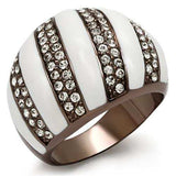 LO1646 - Chocolate Gold Brass Ring with Top Grade Crystal in Clear - Alamode - Flyclothing LLC