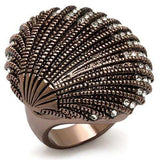 LO1651 - Chocolate Gold Brass Ring with Top Grade Crystal in Clear - Alamode - Flyclothing LLC