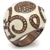 LO1656 - Chocolate Gold Brass Ring with AAA Grade CZ in Champagne - Alamode - Flyclothing LLC