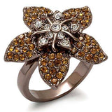 LO1659 - Chocolate Gold Brass Ring with Top Grade Crystal in Multi Color - Alamode - Flyclothing LLC
