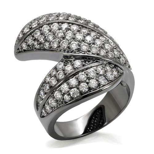 LO1667 - TIN Cobalt Black Brass Ring with AAA Grade CZ in Clear - Alamode - Flyclothing LLC