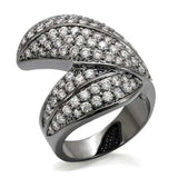 LO1667 - TIN Cobalt Black Brass Ring with AAA Grade CZ in Clear - Alamode - Flyclothing LLC