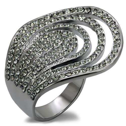 LO1669 - TIN Cobalt Black Brass Ring with Top Grade Crystal in Black Diamond - Alamode - Flyclothing LLC