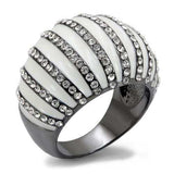 LO1673 - TIN Cobalt Black Brass Ring with Top Grade Crystal in Clear - Alamode - Flyclothing LLC