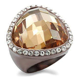 LO1697 - Chocolate Gold Brass Ring with AAA Grade CZ in Champagne - Alamode - Flyclothing LLC