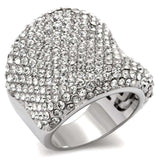 LO1765 - Rhodium Brass Ring with Top Grade Crystal in Clear - Alamode - Flyclothing LLC