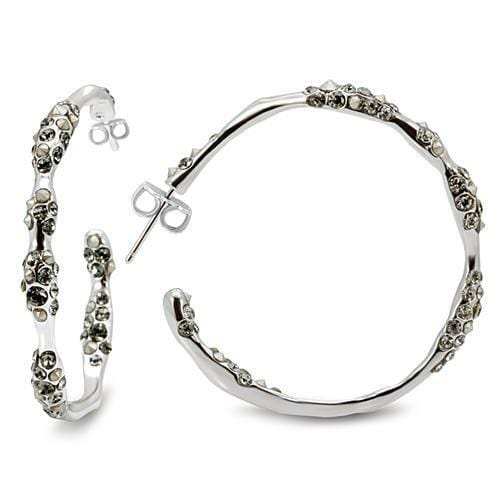 LO1857 - Rhodium Brass Earrings with Top Grade Crystal in Black Diamond - Alamode - Flyclothing LLC