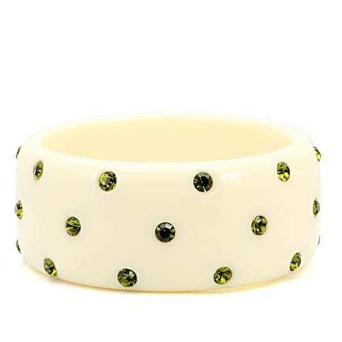 LO1904 - Resin Bangle with Top Grade Crystal in Olivine color - Alamode - Flyclothing LLC