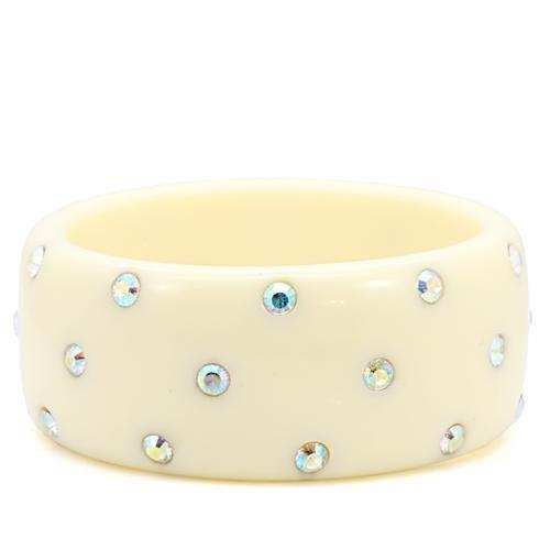 LO1905 - Resin Bangle with Top Grade Crystal in Aurora Borealis (Rainbow Effect) - Alamode - Flyclothing LLC