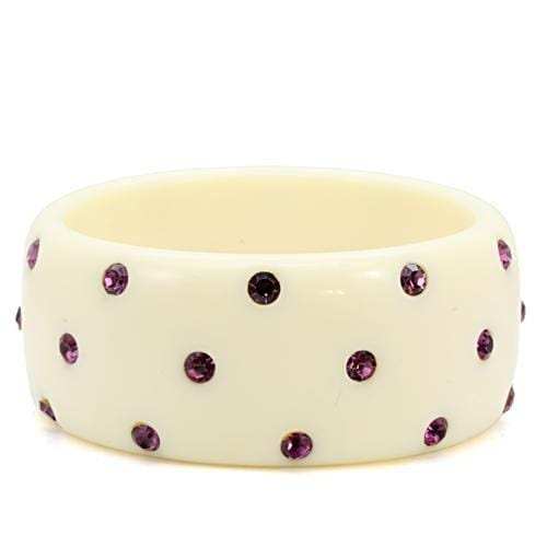 LO1906 - Resin Bangle with Top Grade Crystal in Amethyst - Alamode - Flyclothing LLC
