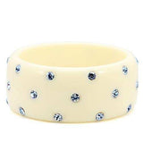 LO1907 - Resin Bangle with Top Grade Crystal in Light Sapphire - Alamode - Flyclothing LLC